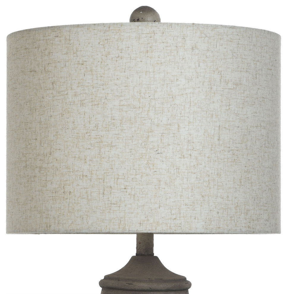 Charlotte Polyresin Table Lamp 32"H, Taupe, Speckled Finish, Sand Linen Shade