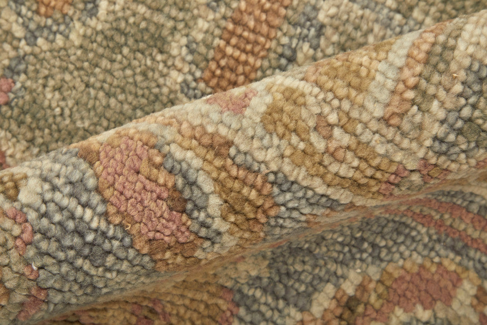 Weave & Wander Irie Hand Knotted Area Rug, Gray/Pink, 7'9"x9'9"