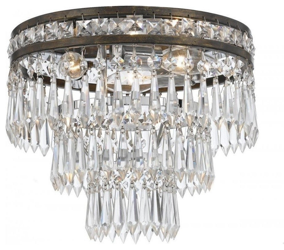 Crystorama 5260-EB-CL-MWP, 3-Light Ceiling Mount, English Bronze