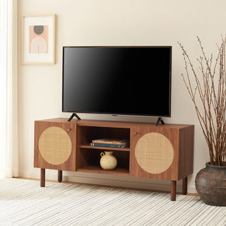 Safavieh Ophelia 2 Door 2 Shelf Media Stand, Walnut/Natural