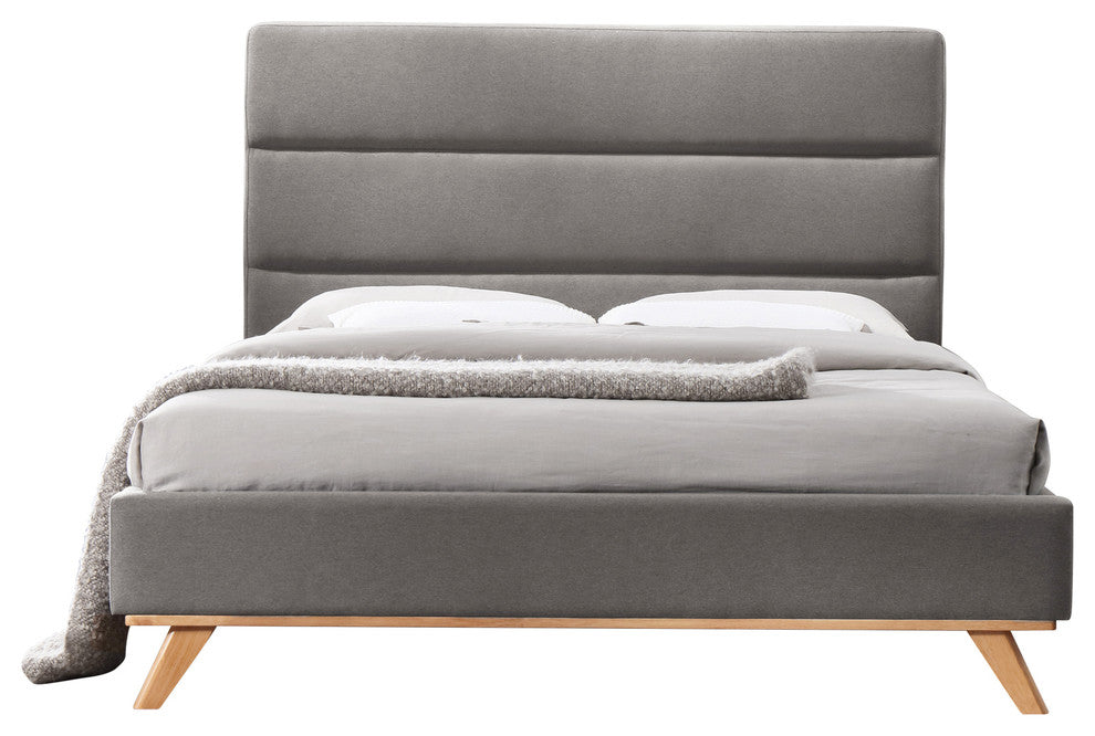 Kennedy Upholstered Platform Bed, Gray, Queen