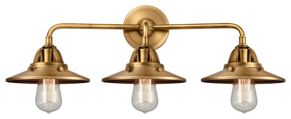 Innovations 288-3W-BB-M4-BB-LED Railroad 3 Light Vanity Light, Brushed Brass