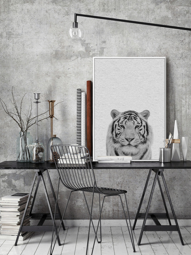 "Tamed Tiger II" Floater Framed Painting Print on Canvas, 16"x24"