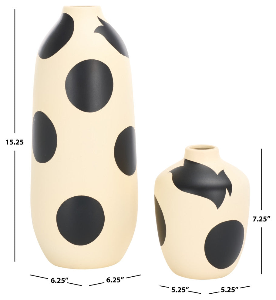 Safavieh Tahleah, Ceramic Vase, Set of 2, Cream/Black