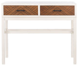 Safavieh Ajana 2 Drawer Console Table, Distressed White/Honey