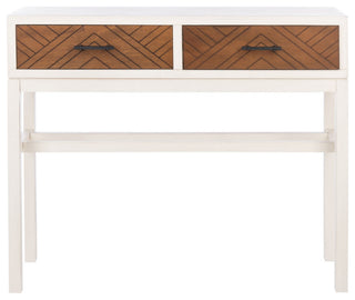 Safavieh Ajana 2 Drawer Console Table, Distressed White/Honey