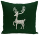 Deer Crossing, Decorative Holiday Animal Print Pillow, Dark Green, 26"x26"