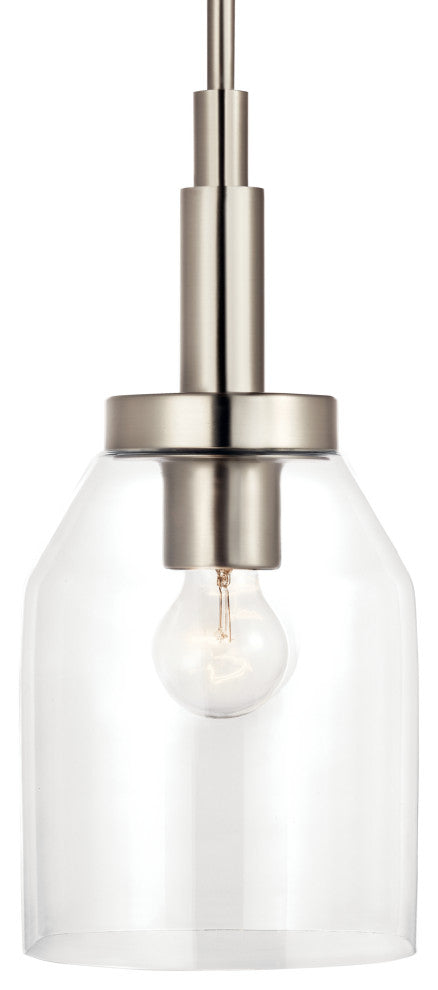 Madden 15" 1 Light Mini Pendant, Clear Glass, Brushed Nickel