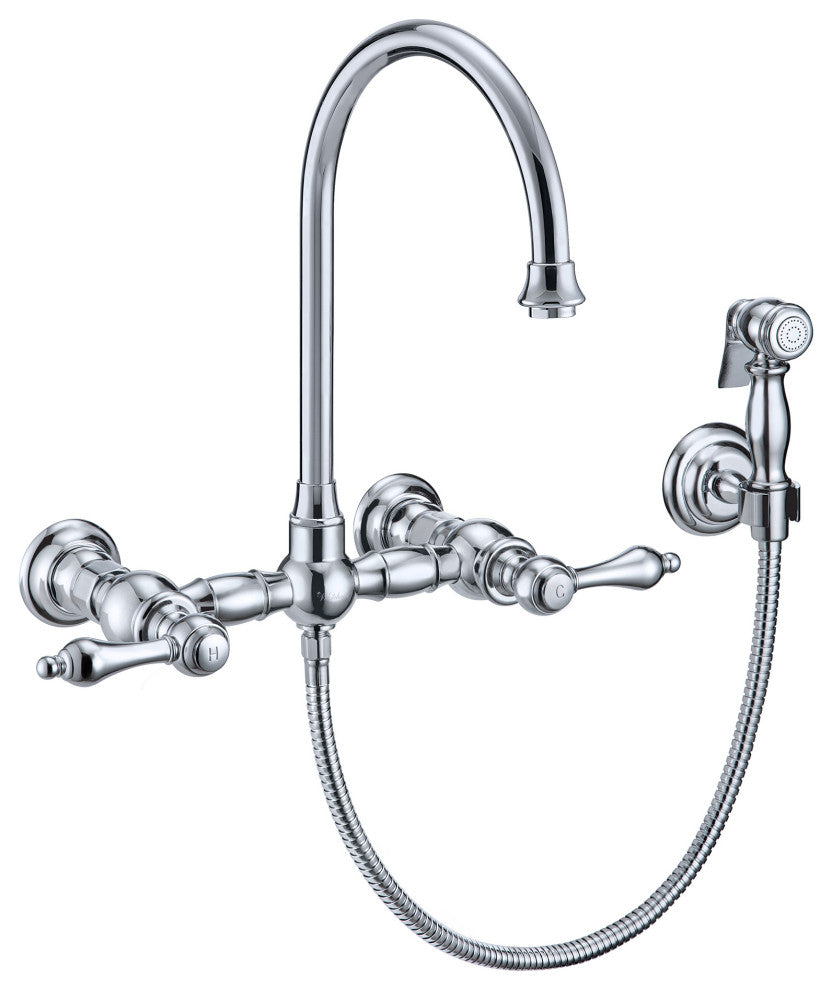 Vintage III Plus Wall Mount Faucet With a Long Gooseneck Swivel Spout, Lever Ha