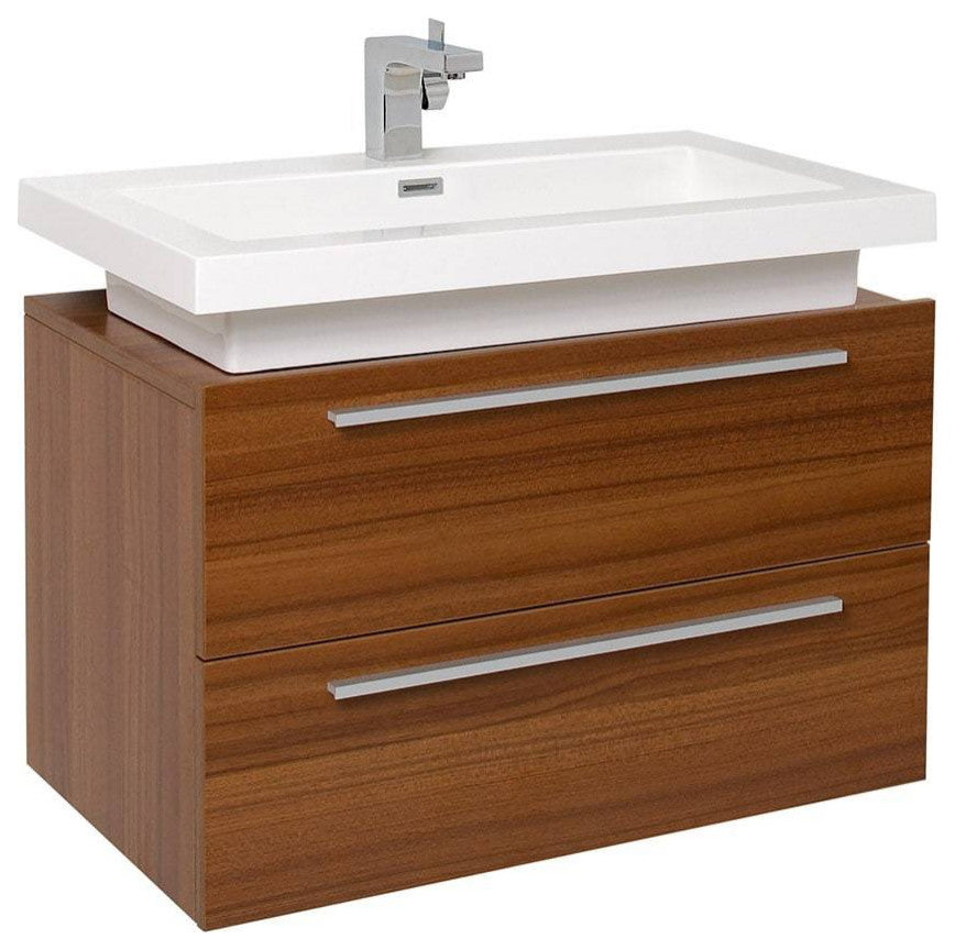 Fresca FCB8080TK-I Medio 32" Teak Modern Bathroom Cabinet With Vessel Sink