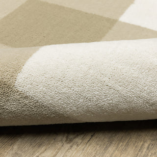 Garson Geometric Squares Area Rug, Beige, 1'10"x7'6"