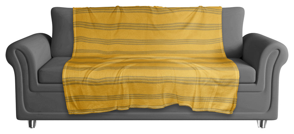 Yellow Stripes Fleece Blanket