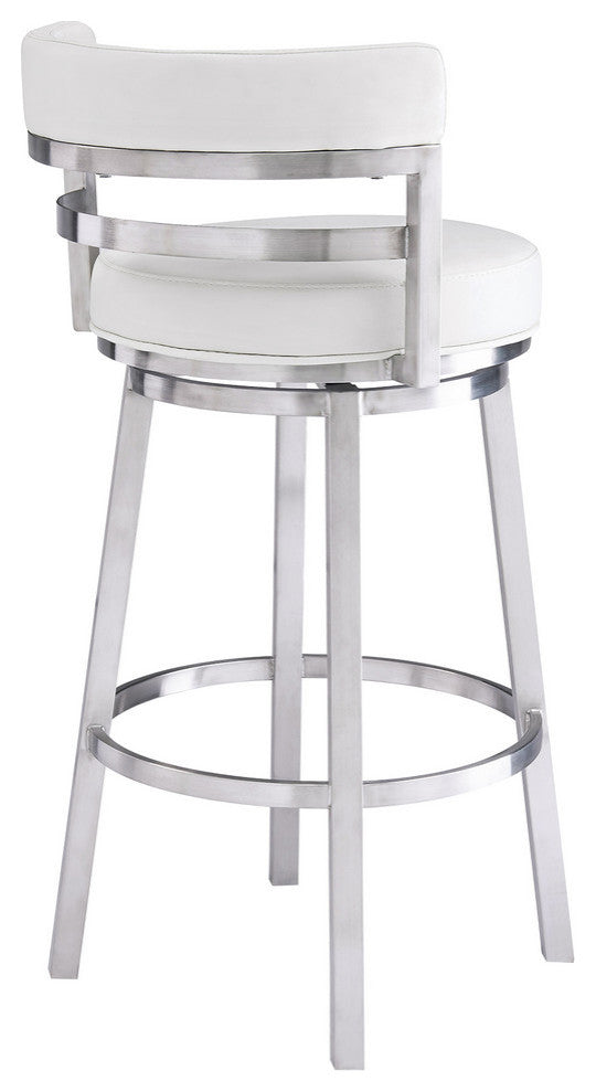 Madrid Swivel Stool, White, 30"