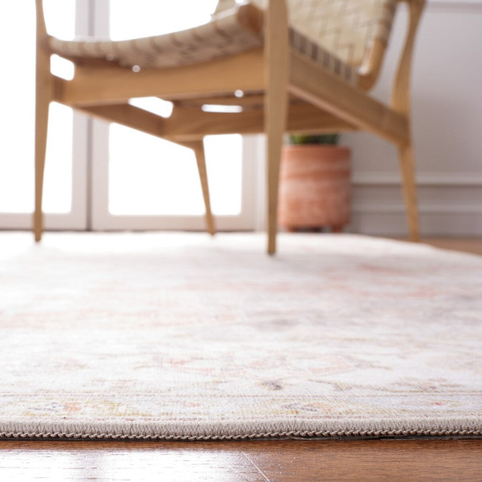Safavieh Couture Tucson Collection, TSN105 Machine Washable Rug, Light Grey / Rust, 10'' Square