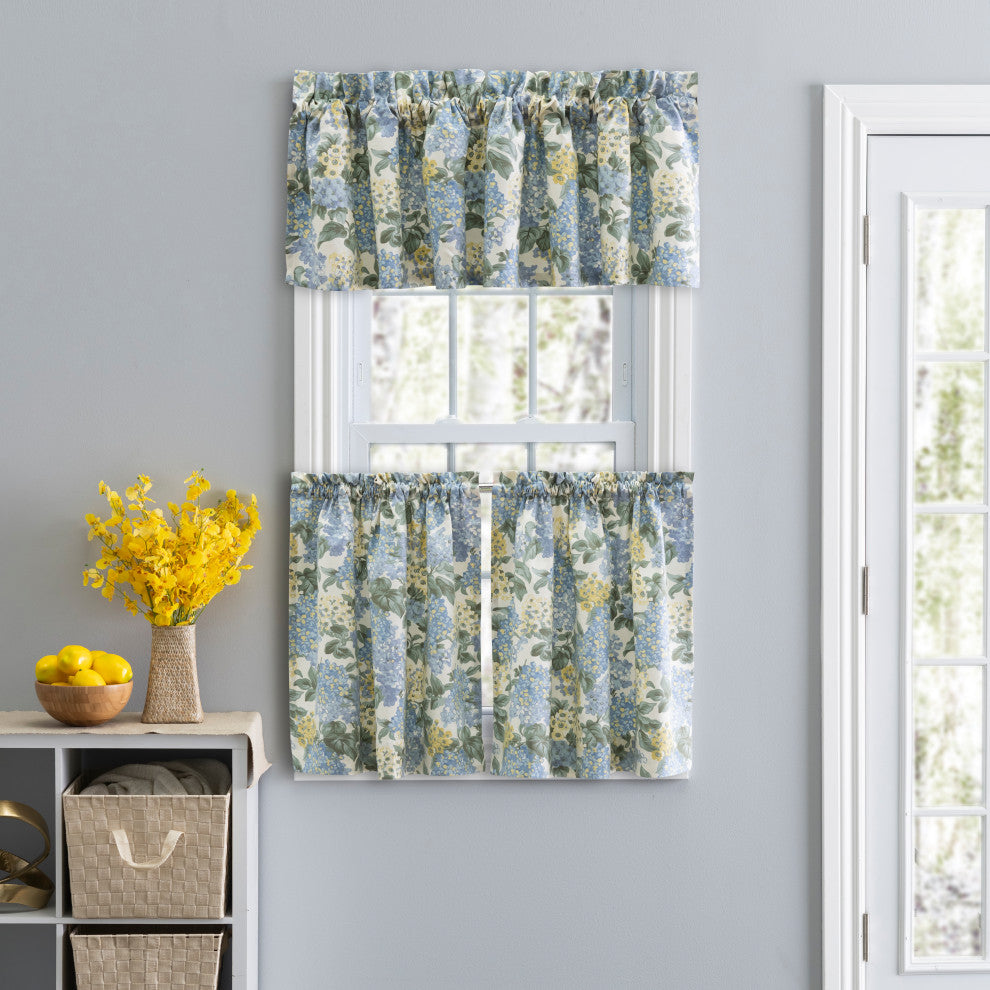 Hydrangea Tailored Tiers, Blue, 68" X 24"