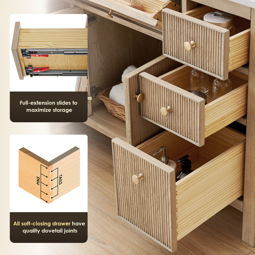 Cerrito Bathroom Vanity, Natural Oak, 72" Double, Without Mirror