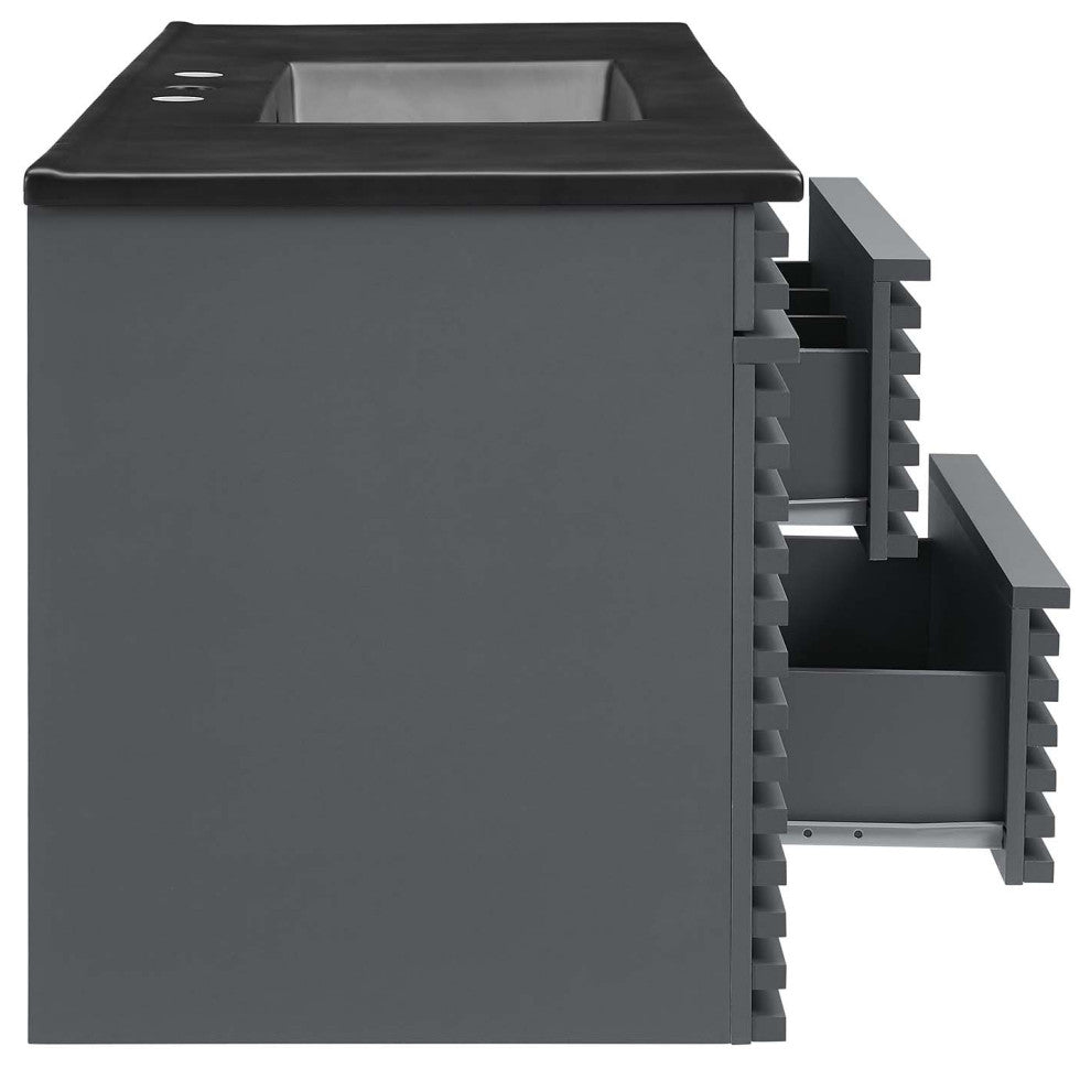 Render 48" Wall-Mount Bathroom Vanity, Gray Black
