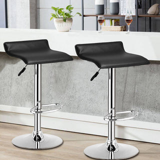 Costway Set Of 2 Swivel Bar Stools Adjustable PU Leather Backless Dining Chair