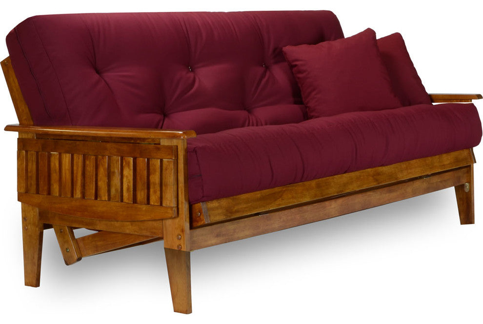 Eastridge Futon Set, Frame, 8" Mattress, Burgundy, Queen