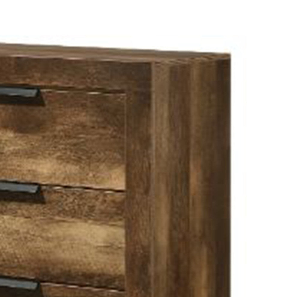 Benzara BM269079 Dresser With 6 Drawers and Plank Style, Rustic Oak Brown