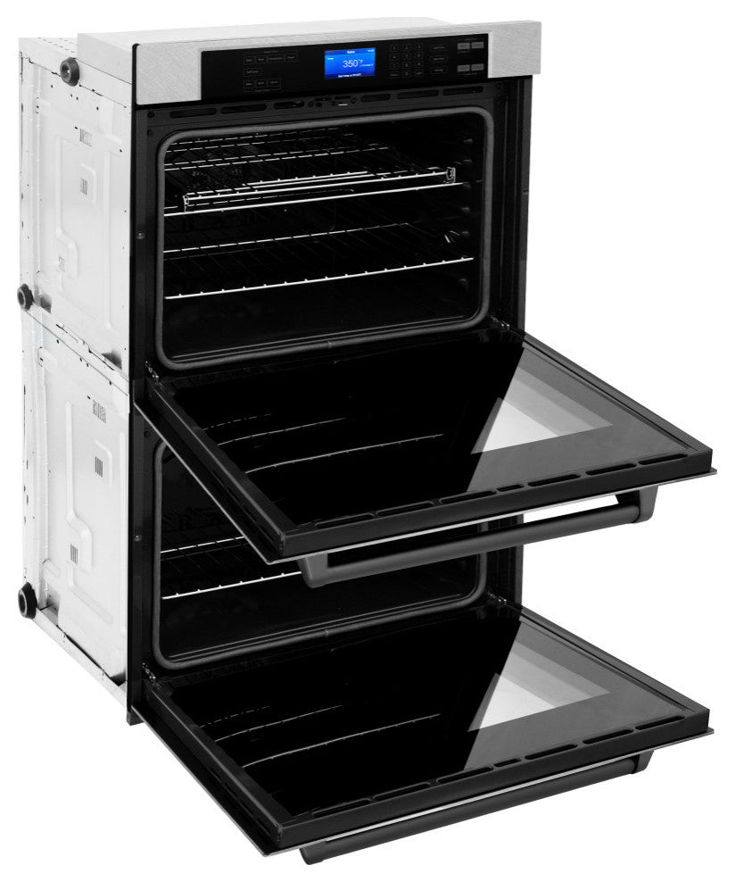 ZLINE DuraSnow Stainless Steel Double Wall Oven With Matte Black, AWDSZ-30-MB