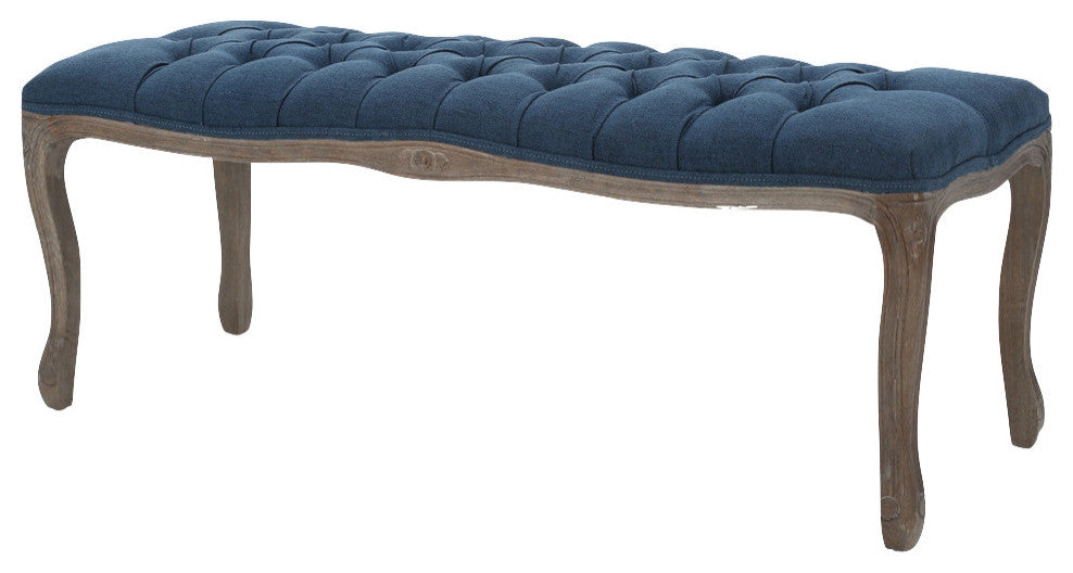 Tasette Traditional Button Tufted Fabric Bench