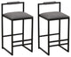 16.54" Gray Back Metal Barstools, Metal Legs & PU Upholstered, Set of 2