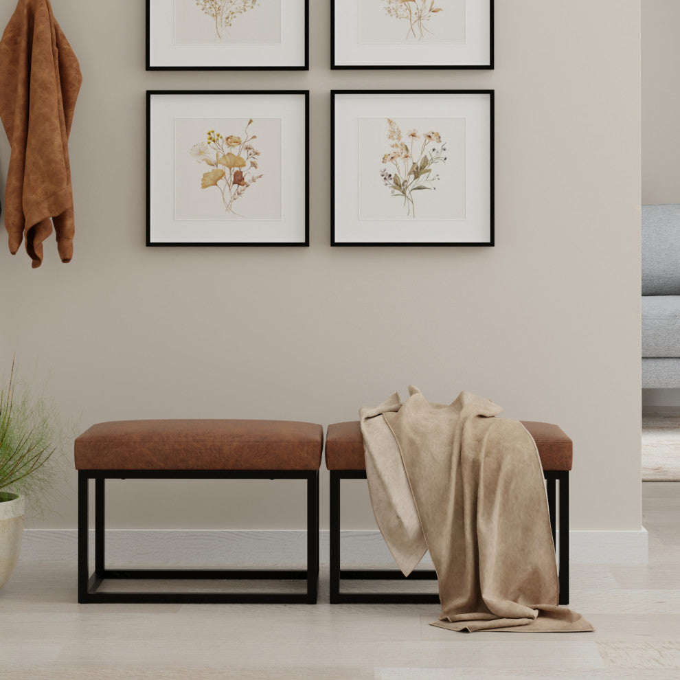 Reynolds Small Bench, Distressed Saddle Brown