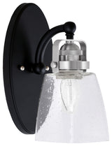 Easton Wall Sconce, Matte Black & Brushed Nickel, 4.5" Square Clear Bubble