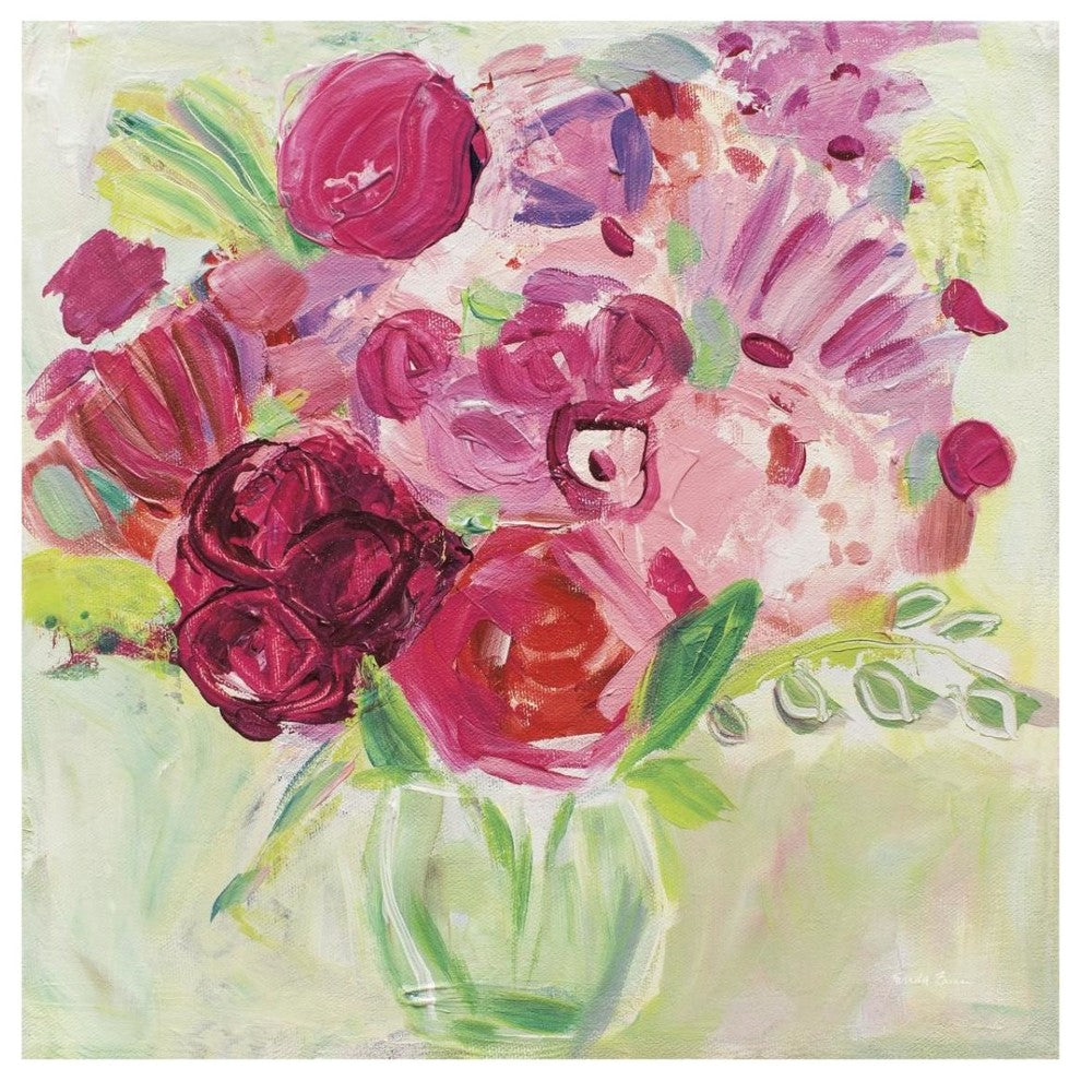 "Pink and Red Florals" Digital Paper Print by Farida Zaman, 32"x32"