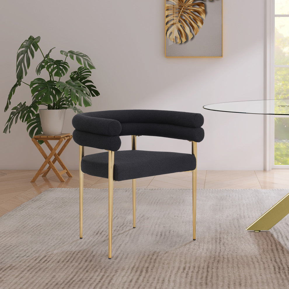 Brielle Boucle Fabric Upholstered  Dining Chair (Set of 2), Black