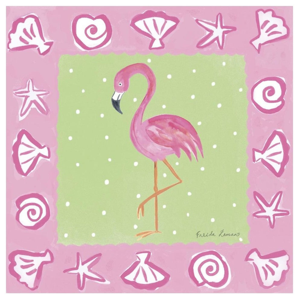 "Flamingo Dance II" Digital Paper Print by Farida Zaman, 26"x26"