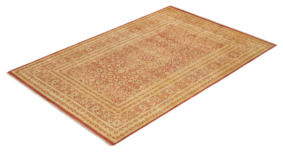 Eleanor, One-of-a-Kind Hand-Knotted Area Rug Orange, 6'3"x9'4"