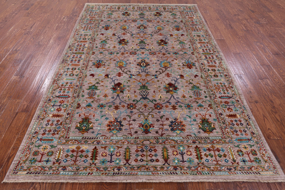 6' 10" X 9' 11" Persian Tabriz Hand-Knotted Wool Rug Q10568