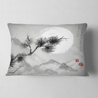 Pine Tree Branch Japanese Throw Pillow, 12"x20"