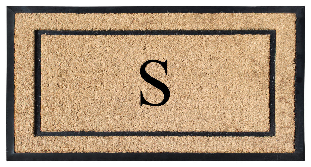 A1HC Rubber & Coir Large Outdoor Durable Monogrammed Doormat, 24"X39", Beige, S