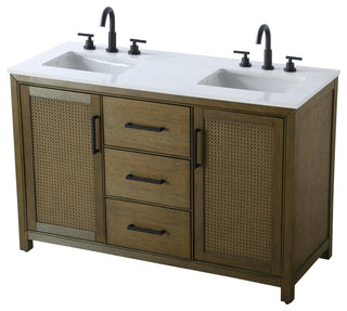 Home Living 54" Double Bathroom Vanity, Hazel Oak