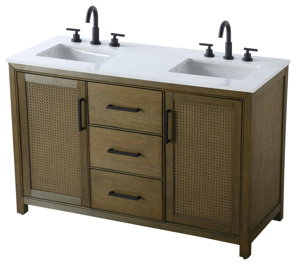 Home Living 54" Double Bathroom Vanity, Hazel Oak