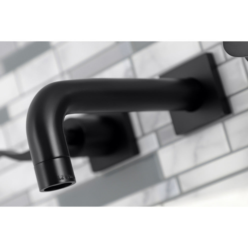 Kingston Brass KS6120DFL Two-Handle Wall Mount Bathroom Faucet, Matte Black