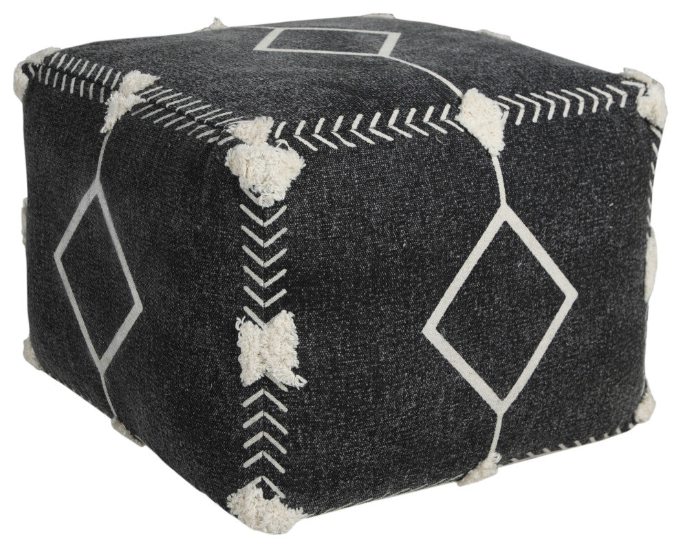 Textured Diamond Dash Pouf Ottoman
