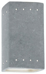 Ambiance Small Rectangle, Perfs Wall Sconce, Open Top & Bottom, Concrete, E26