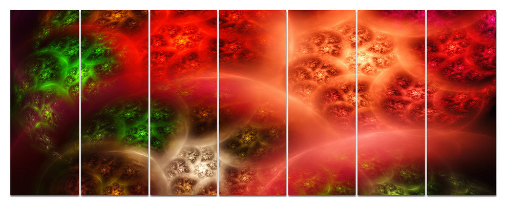 Red Magic Stormy Sky, Abstract Canvas Art Print, 83"x32", 7 Panels