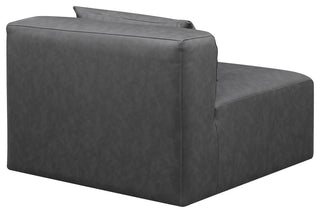 Cube Upholstered Modular Component, Grey, Vegan Leather, Armless Chair