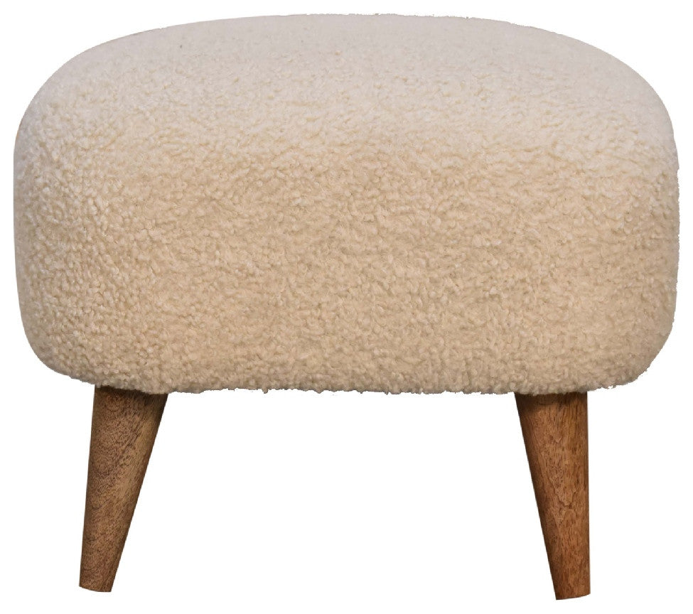 Boucle Cream Square Footstool