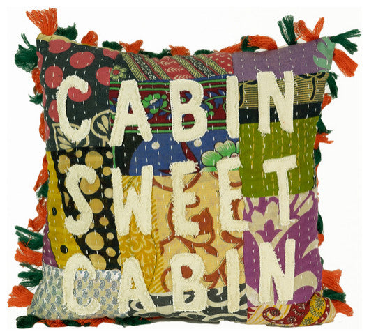 Cabin Sweet Cabin - Kantha Pillow