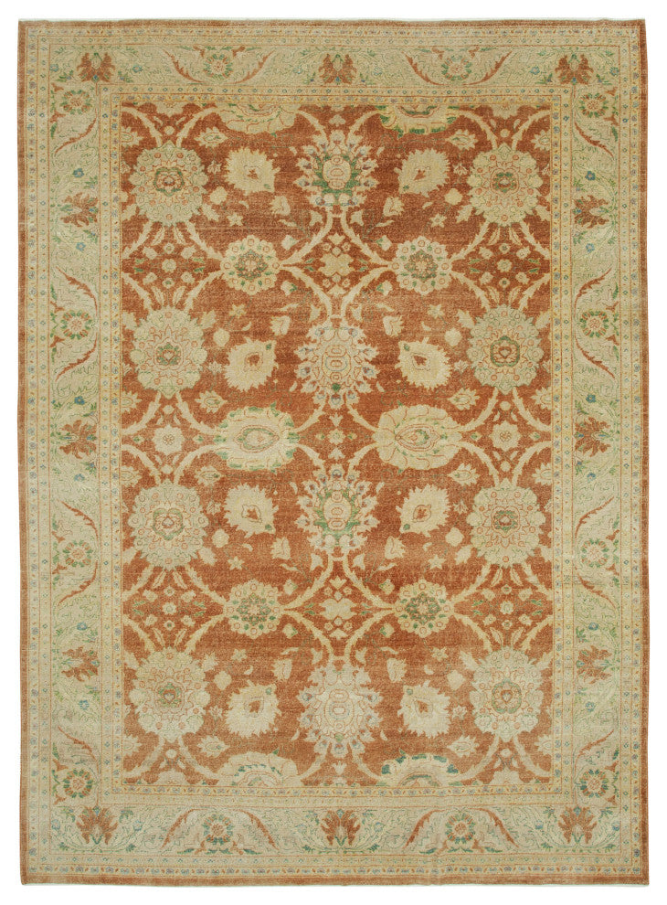 Rug N Carpet - Handmade Oriental 8' 10" x 12' 2" Wool Oushak Area Rug
