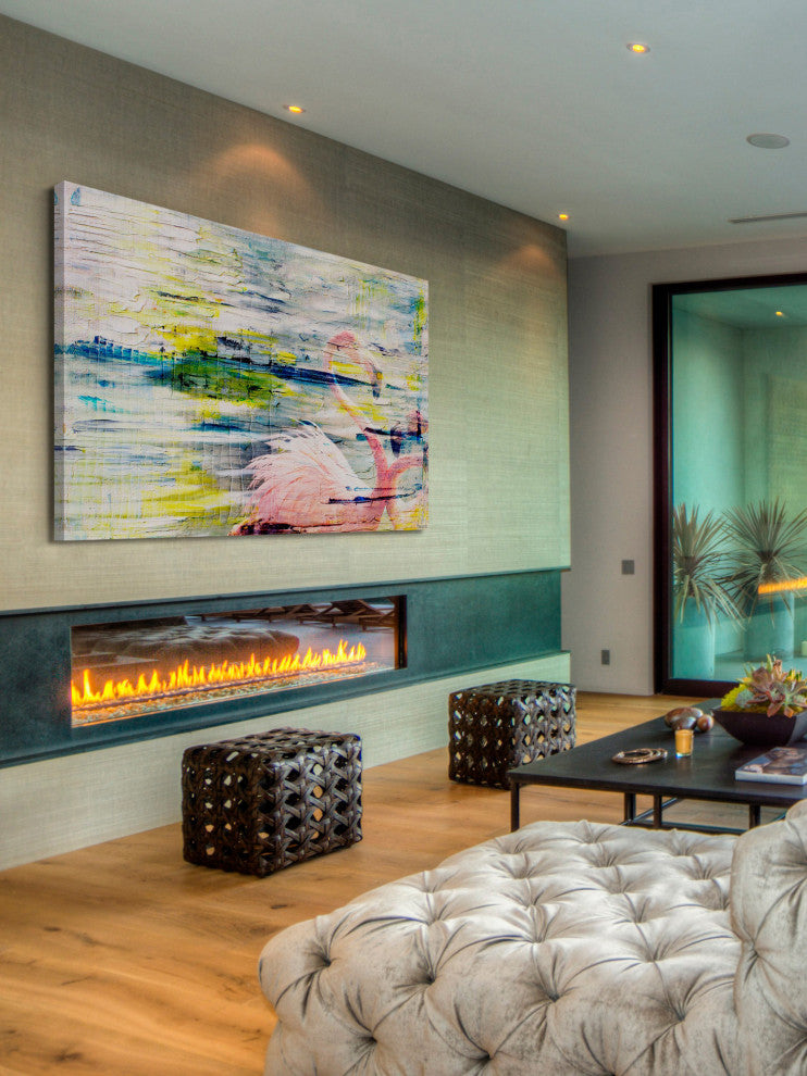 "Flamingo Style" Painting Print on Wrapped Canvas, 60"x40"