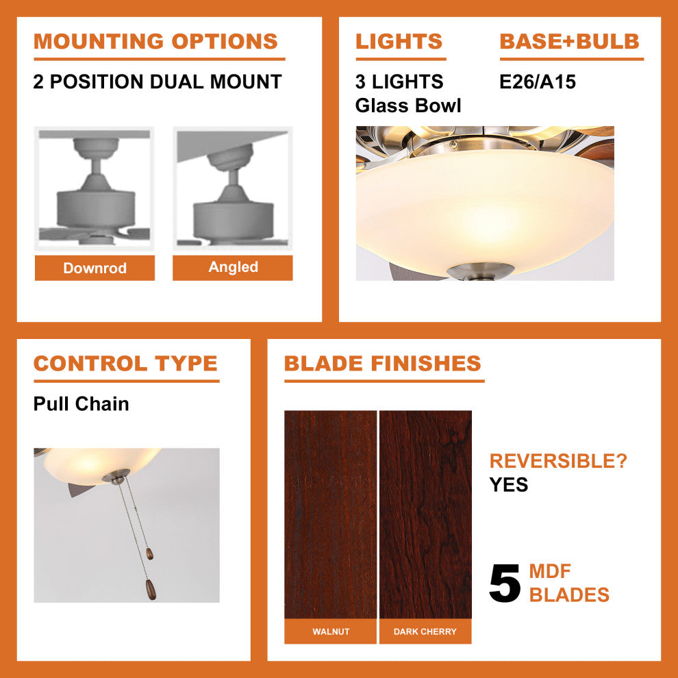 52-inch Polished Nickel Modern Ceiling Fan with Light