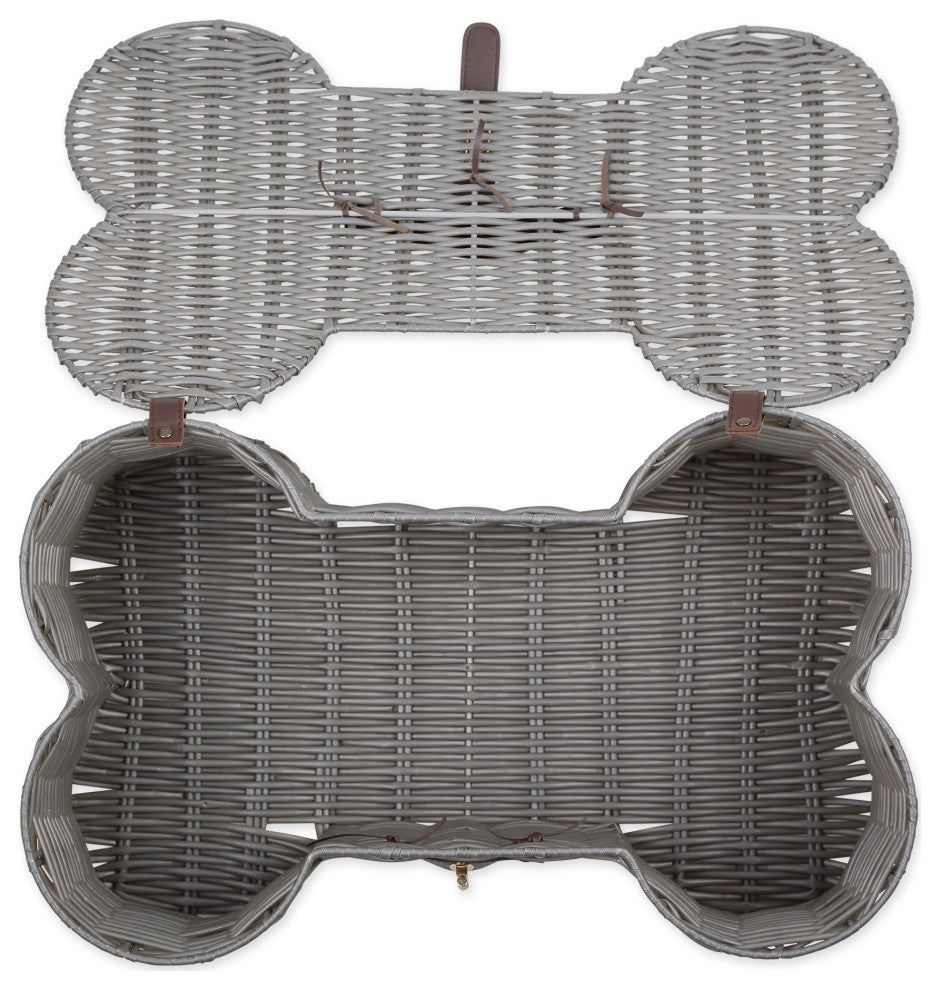 Gray Bone Shape Toy Basket Small 17.5x11x7.5