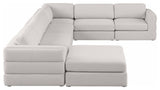 Beckham Linen Textured Fabric 7-Piece Modular U-Shaped Sectional, Beige